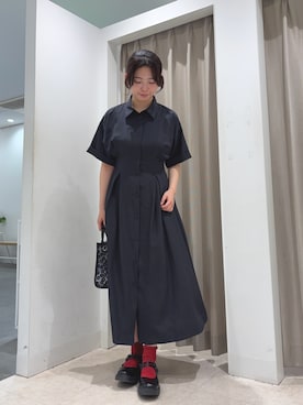 「SENSE OF PLACE by URBAN RESEARCH(センスオブプレイスバイアーバンリサーチ)の『UR TECH DRYLUXE』リネンライクワンピース(ワンピース、グレー系)」を使った、はなさん(レディース・163cm)の春コーディネート