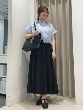 「SENSE OF PLACE by URBAN RESEARCH(センスオブプレイスバイアーバンリサーチ)のバルーンスカート(スカート、ブラック系)」を使った、はなさん(レディース・163cm)の春コーディネート