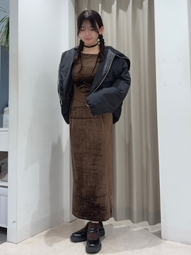 「SENSEOFPLACE」｜「アイテム（ジャケット/アウター）」を使った、はなさん（レディース・163cm）の冬コーディネート