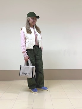 「LACOSTE（ラコステ）のアイテム（ニット/セーター）」を使った、SAWAIさん（レディース・155cm）の秋コーディネート