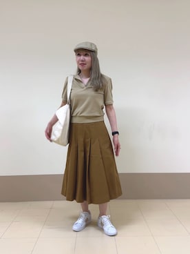 「アイテム（ポロシャツ）」を使った、SAWAIさん（レディース・155cm）の夏コーディネート