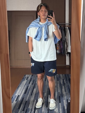 「POLO RALPH LAUREN（ポロ ラルフ ローレン）のアイテム（Tシャツ/カットソー）」を使った、TSUCKTさん（メンズ・170cm）の夏コーディネート