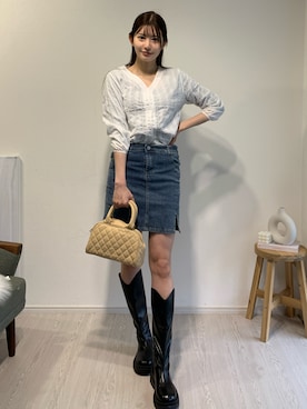 「韓国コーデ」｜「アイテム（ブーツ）」を使った、Silly さん（レディース・156cm）の春コーディネート