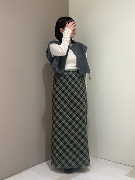 「KBF（ケイビーエフ）のシアーベロアシャーリングスリーブトップス（Tシャツ/カットソー）」を使った、ありささん（レディース・151cm）の秋コーディネート