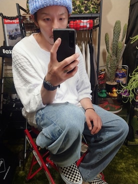 「アイテム（スリッポン）」を使った、keiekさん（メンズ・180cm）の夏コーディネート
