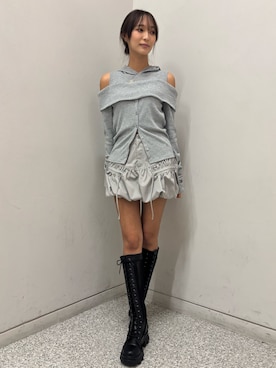 「韓国コーデ」｜「アイテム（ブーツ）」を使った、YEONJUさん（レディース・164cm）の冬コーディネート