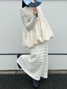 「callautia（カラウティア）のペプラムキャミビスチェ+フリルスカートSET（セットアップ）」を使った、yui:)さん（レディース・153cm）の秋コーディネート