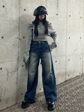 「アイテム（キャップ）」を使った、栗原あいりさん（レディース・161cm）の秋コーディネート