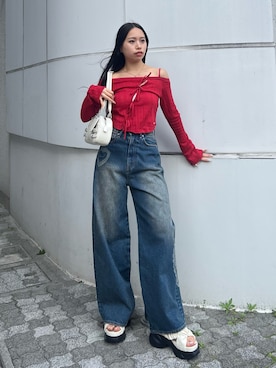 「EMODA（エモダ）のアイテム（バッグ）」を使った、栗原あいりさん（レディース・161cm）の春コーディネート