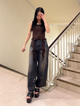 「EMODA（エモダ）のサイドオープンバルキーサンダル（サンダル）」を使った、栗原あいりさん（レディース・161cm）の夏コーディネート