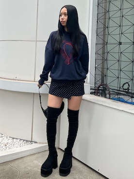 「アイテム（スウェット）」を使った、栗原あいりさん（レディース・161cm）の秋コーディネート