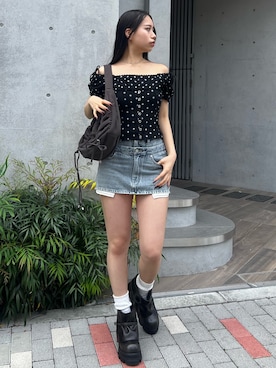 「EMODA（エモダ）のアイテム」を使った、栗原あいりさん（レディース・162cm）の夏コーディネート