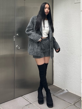 「厚底ブーツ」｜「アイテム（その他アウター）」を使った、栗原あいりさん（レディース・161cm）の秋コーディネート