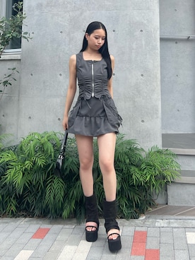 「ミニスカート」｜栗原あいりさん（骨格ウェーブ・レディース・161cm）の夏コーディネート