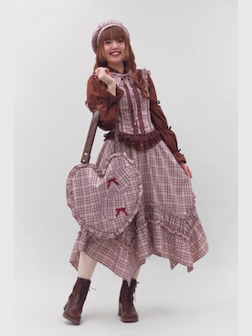 「axes femme（アクシーズファム）のチェックレースフリルビスチェ（ベスト、ピンク系）」を使った、くるみ❀.*ﾟさん（レディース・160cm）の春コーディネート