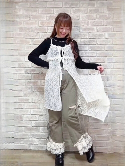 セール】チュニック丈レースキャミ（カーディガン/ボレロ）｜axes