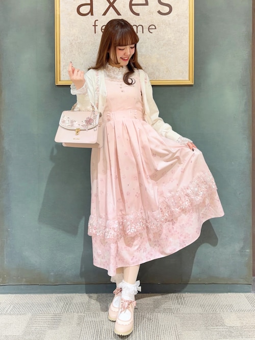 桜刺繍配色デザインボストン（ボストンバッグ）｜axes femme