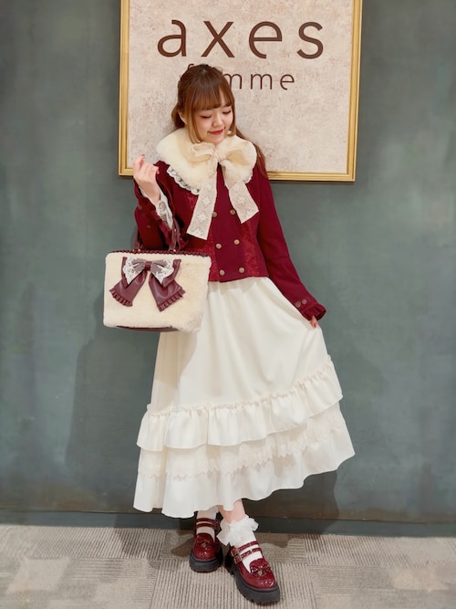 ジャボブローチ付ロングワンピース（ワンピース）｜axes femme