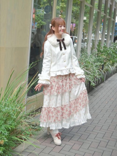 セール】ローズリボン付フリルコート（ピーコート）｜axes femme