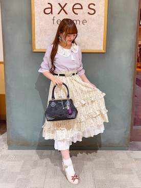 「axes femme（アクシーズファム）のアイテム（ベルト）」を使った、くるみ❀.*ﾟさん（レディース・160cm）の秋コーディネート