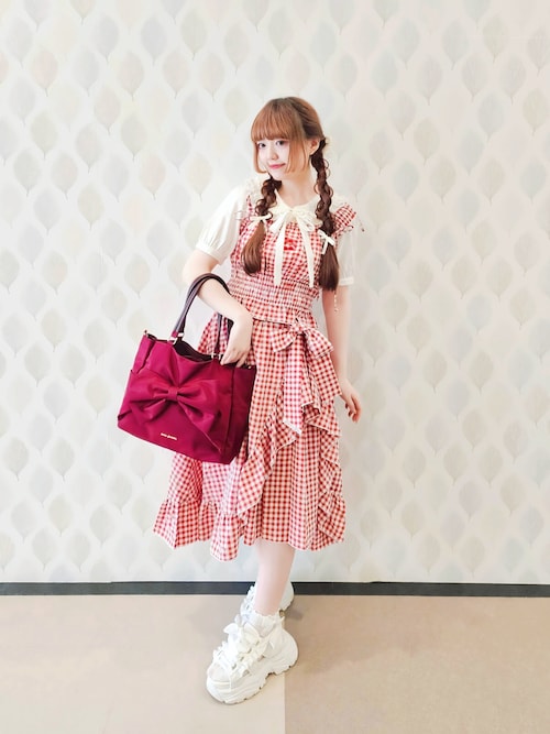 axes femme フリルビスチェトップス/ピンク半袖シャツ axes femme フリルビスチェトップス/ピンク半袖シャツ（セーラー