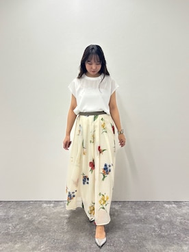 「花柄スカート」｜たかさん（レディース・155cm）の夏コーディネート