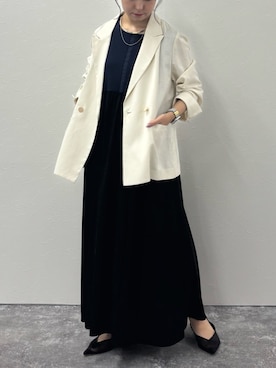 「アイテム（テーラードジャケット、ホワイト系）」を使った、たかさん（レディース・155cm）の秋コーディネート