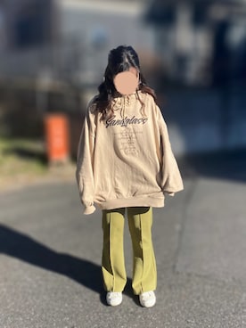「センタープレスパンツ」｜「アイテム（その他）」を使った、まゆさん（レディース・150cm）の冬コーディネート