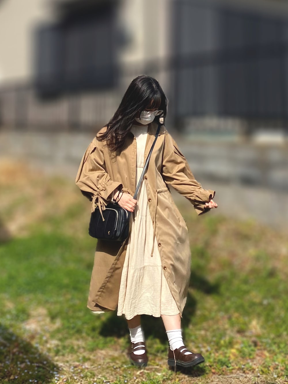 styling/ ベージュ シャツワンピース サイズ0 ベージュドットシャツ