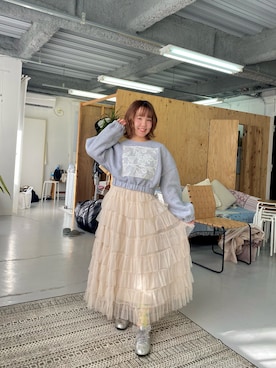 「アイテム（スウェット）」を使った、まゆさん（レディース・150cm）の秋コーディネート