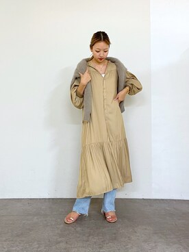 「OUVRAGE CLASSE（ウヴラージュクラス）のマルチウェイロングワンピース（ワンピース）」を使った、みずきさん（レディース・168cm）の夏コーディネート