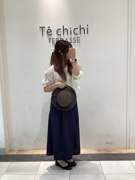 「Te chichi TERRASSE（テチチテラス）のアイテム（帽子）」を使った、SUZUNAさん（レディース・152cm）の春コーディネート