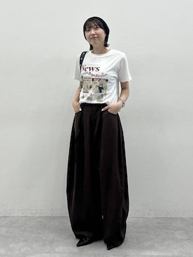 「JEANASIS（ジーナシス）のアイレットムーンショルダー/1049638（ショルダーバッグ、ブラック系）」を使った、マリンさん（レディース）の夏コーディネート