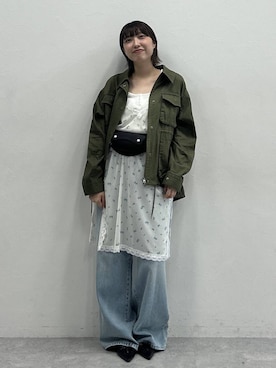「JEANASIS（ジーナシス）の【選べる着丈】シアーレースキャミワンピース/1049061（その他トップス、ホワイト系）」を使った、マリンさん（レディース）の夏コーディネート