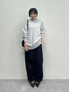 「JEANASIS（ジーナシス）の【WEB限定】ビンテージウラケBIGプルオーバー/1070424（スウェット、グレー系）」を使った、マリンさん（レディース）の夏コーディネート