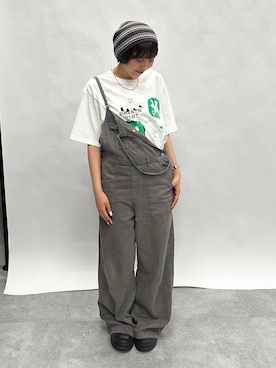 「JEANASIS（ジーナシス）の【HONGAMA】プリントTEE SS/1061794（Tシャツ/カットソー、ホワイト系）」を使った、マリンさん（レディース）の夏コーディネート