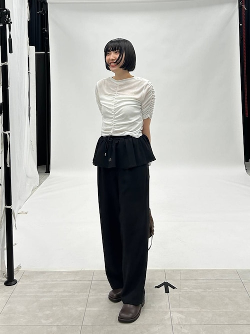 tシャツ 「eL」Sheer Shirring Tee/459689 レディース tシャツ 「eL」Sheer Shirring Tee/459689 レディース