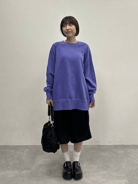 「JEANASIS（ジーナシス）のチェーンハンドルキンチャクBAG/1023355（ショルダーバッグ、ブラック系）」を使った、マリンさん（レディース）の夏コーディネート