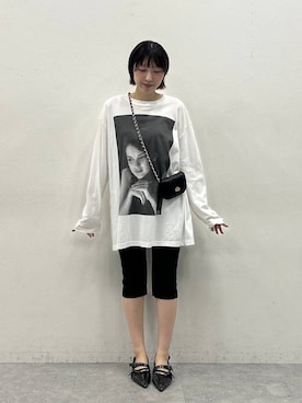 「eL（エル）の【eL】Muse Tee LS/872773（Tシャツ/カットソー、ホワイト系）」を使った、マリンさん（レディース）の夏コーディネート