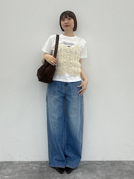 「eL（エル）の【eL】Denim Painter Pants/645132（デニムパンツ、ブルー系）」を使った、マリンさん（レディース）の春コーディネート