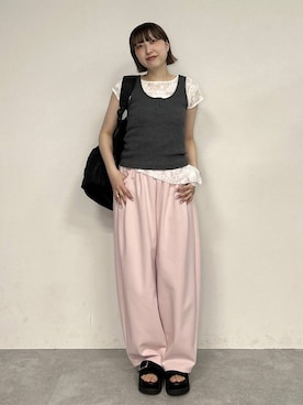 「JEANASIS（ジーナシス）のアイテム（パンツ）」を使った、マリンさん（レディース・160cm）の春コーディネート