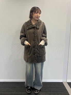 「アイテム（ムートンコート）」を使った、マリンさん（レディース・160cm・20代）の秋コーディネート