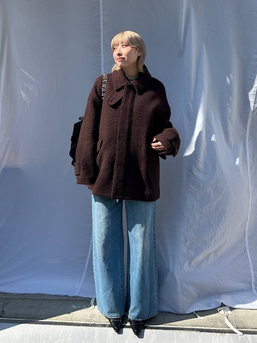 セール】【eL】Boucle Zip Coat/580998（ステンカラーコート）｜eL