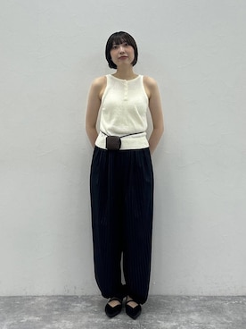 「eL（エル）の【eL】Stripe Lace Pants/1049488（スラックス、ブルー系）」を使った、マリンさん（レディース）の夏コーディネート