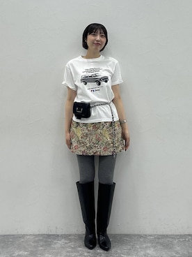 「eL（エル）の【eL】Gobelin Mini Skirt/1066479（スカート、ホワイト系）」を使った、マリンさん（レディース）の夏コーディネート