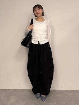 「JEANASIS（ジーナシス）のアンティークスタッズトートBAG/643898（トートバッグ、ブラック系）」を使った、マリンさん（レディース）の春コーディネート