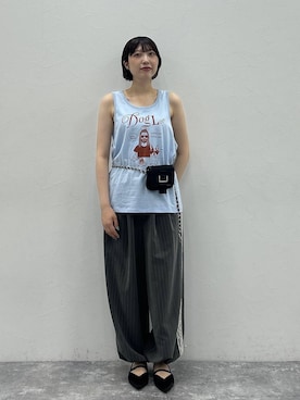 「eL（エル）の【eL】Stripe Lace Pants/1049488（スラックス、グレー系）」を使った、マリンさん（レディース）の夏コーディネート