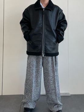 「アイテム（ムートンコート）」を使った、はくめぇ🍚🐏さん（メンズ・170cm）の秋コーディネート