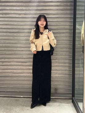 「CAPRICIEUX LE'MAGE（カプリシューレマージュ）のWジップフーディー（Tシャツ/カットソー、ベージュ系）」を使った、eba_lemageさん（レディース・159cm）の秋コーディネート