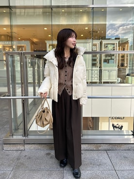 「アイテム（その他アウター、ホワイト系）」を使った、shinoさん（レディース・159cm）の冬コーディネート